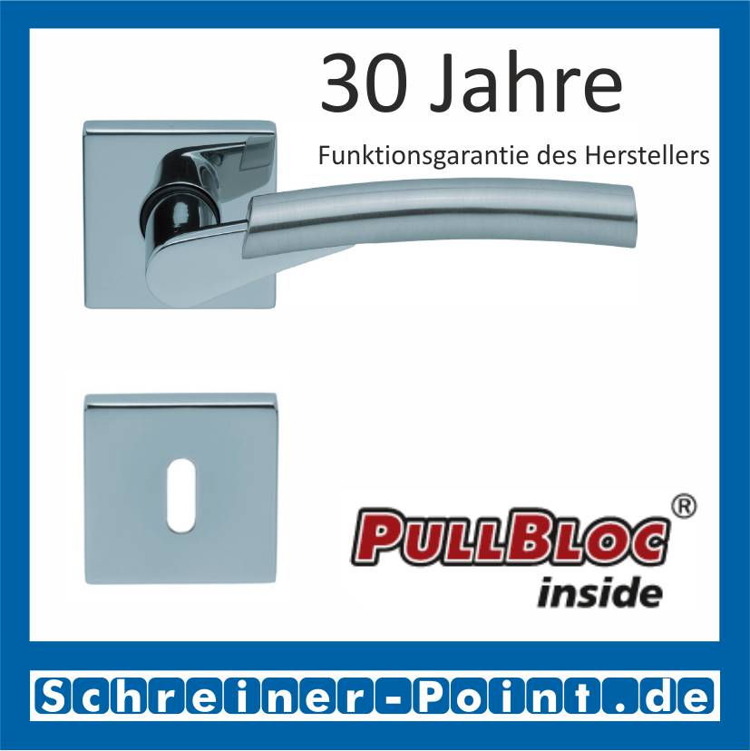 Scoop Rocket II quadrat PullBloc Quadratrosettengarnitur, Edelstahl poliert/Edelstahl matt, Rosette Edelstahl poliert